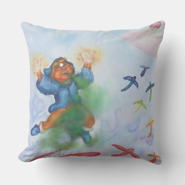 Fantasy Eros God Light Dimension Watercolour Love  Throw Pillow (Front)