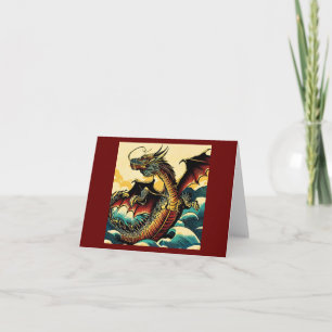 Fantasy European Dragon - Woodcut 2 Card