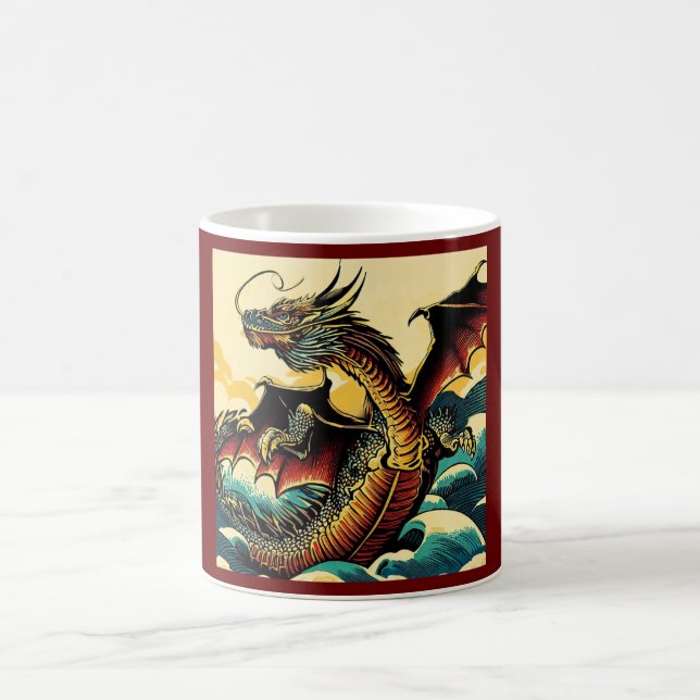Fantasy European Dragon - Woodcut 2 Coffee Mug (Center)