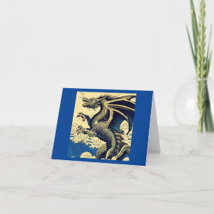 Fantasy European Dragon - Woodcut 3 Card