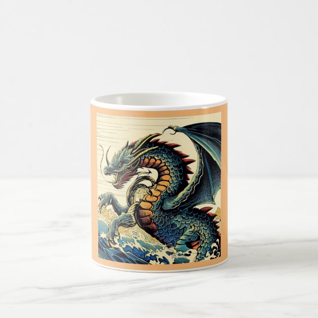Fantasy European Dragon - Woodcut 4 Coffee Mug (Center)