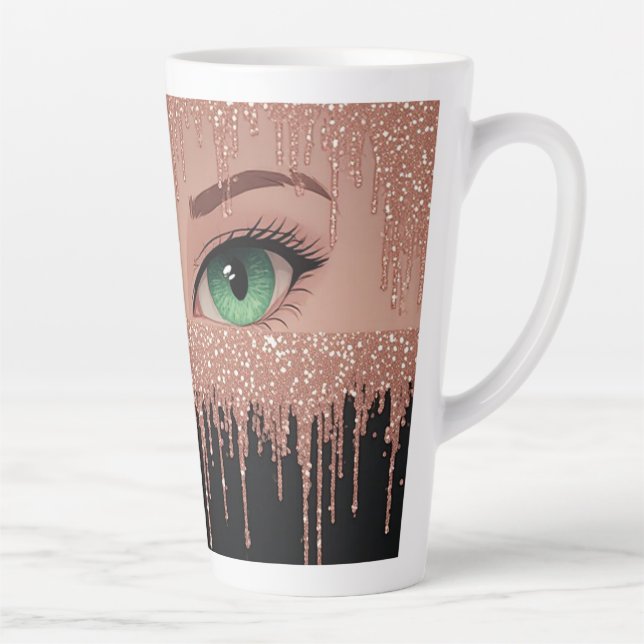 Fantasy Eyes With Rose Gold Dripping Latte Mug (Right)