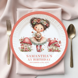 Fantasy Fairy 1st Birthday Blush Pink Floral Paper Plates