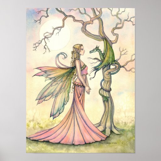 Fantasy Fairy and Dragon Art by Molly Harrison Poster | Zazzle