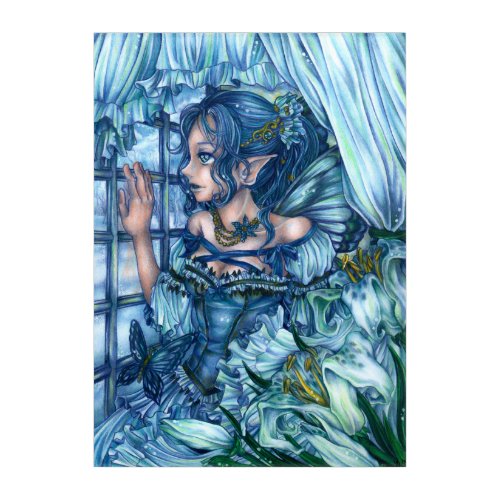 Fantasy Fairy Anime Girl Victorian Blue Acrylic Print
