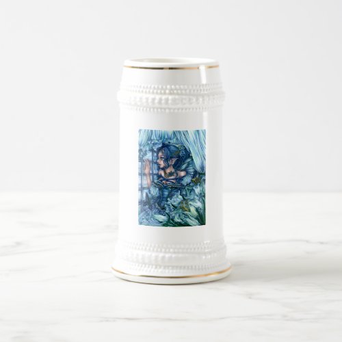 Fantasy Fairy Anime Girl Victorian Blue Beer Stein