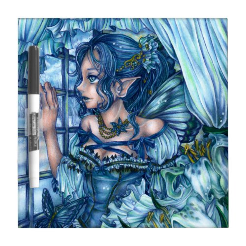 Fantasy Fairy Anime Girl Victorian Blue Dry Erase Board