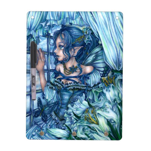Fantasy Fairy Anime Girl Victorian Blue Dry Erase Board