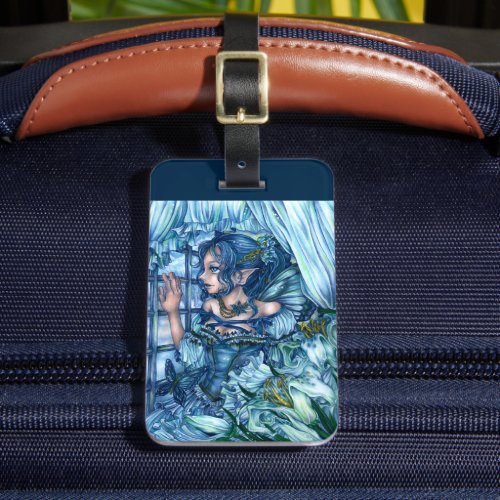 Fantasy Fairy Anime Girl Victorian Blue Luggage Tag