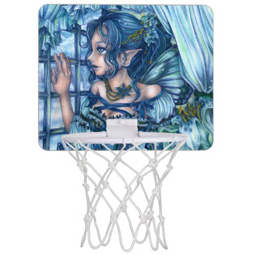 Fantasy Fairy Anime Girl Victorian Blue Mini Basketball Hoop