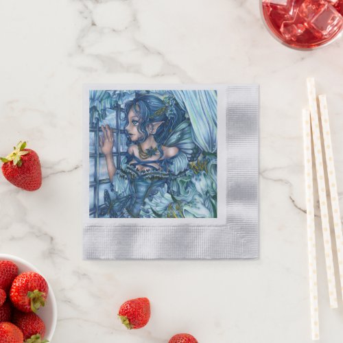 Fantasy Fairy Anime Girl Victorian Blue Napkins