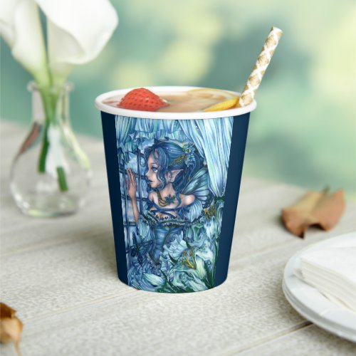 Fantasy Fairy Anime Girl Victorian Blue Paper Cups