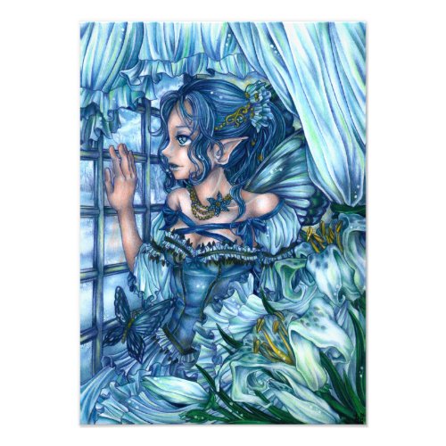 Fantasy Fairy Anime Girl Victorian Blue Photo Print