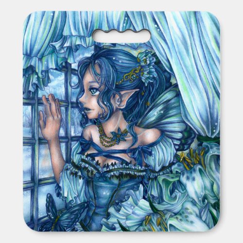 Fantasy Fairy Anime Girl Victorian Blue Seat Cushion