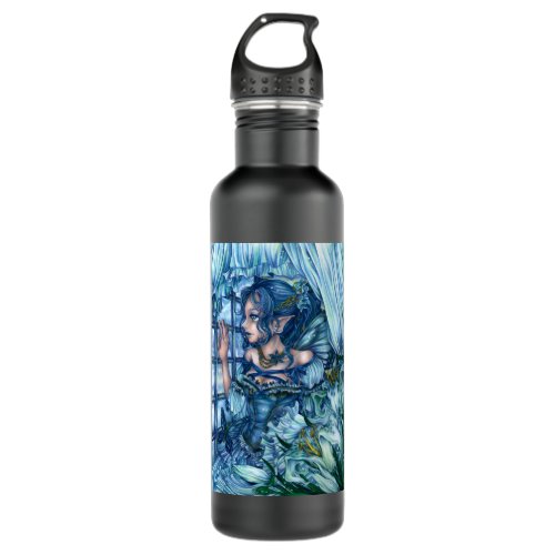 Fantasy Fairy Anime Girl Victorian Blue Stainless Steel Water Bottle