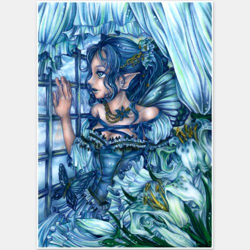 Fantasy Fairy Anime Girl Victorian Blue Sticker
