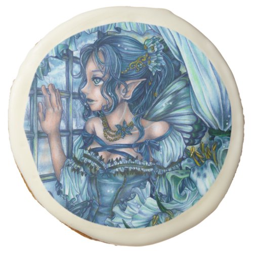 Fantasy Fairy Anime Girl Victorian Blue Sugar Cookie