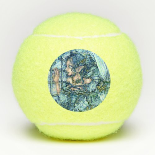 Fantasy Fairy Anime Girl Victorian Blue Tennis Balls