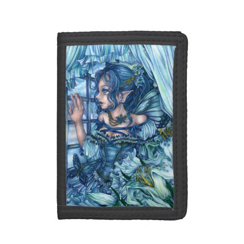 Fantasy Fairy Anime Girl Victorian Blue Trifold Wallet