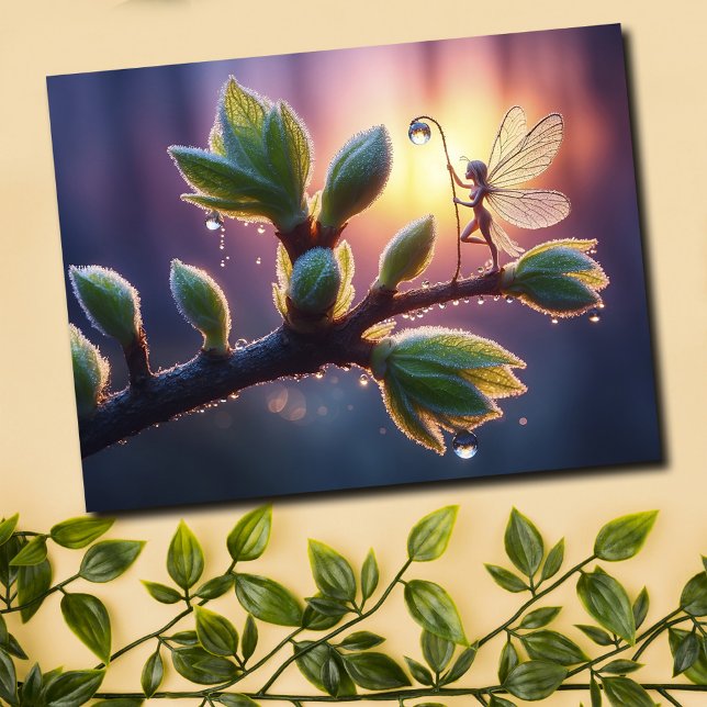 Fantasy fairy dew cute enchanted forest cute art   postcard (Creator Uploaded)