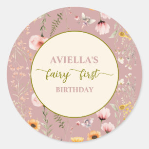 Fantasy Fairy First Wildflower Classic Round Sticker