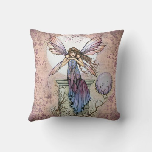 Fantasy Fairy Floral Design Throw Pillow | Zazzle