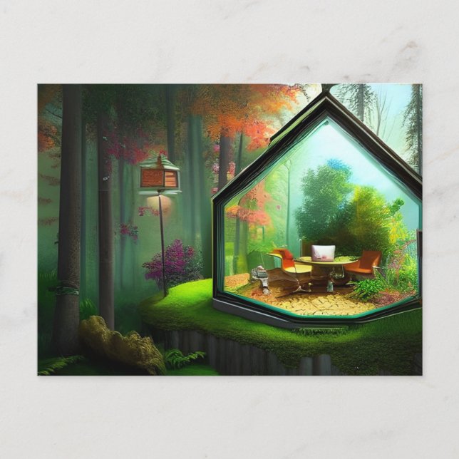 Fantasy Fairy House in a Terrarium in the Forest Postcard (Front)