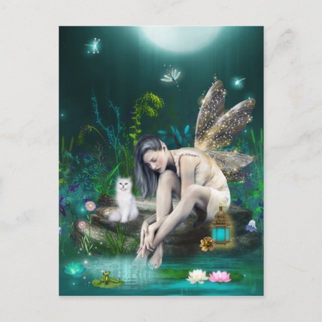 Fantasy Fairy In Deep Thought Postcard (Front)
