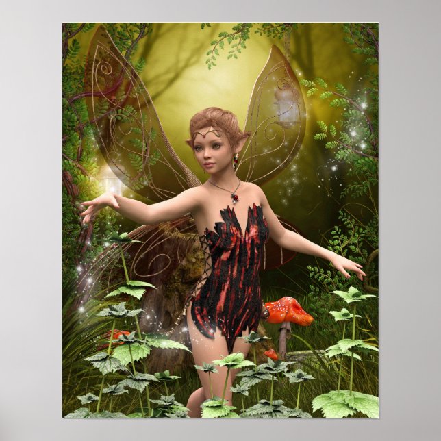 Fantasy Fairy in Woodland Poster (Front)