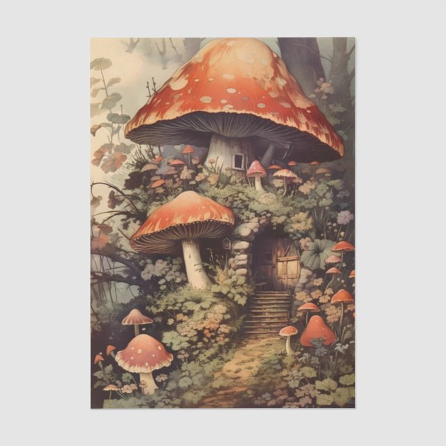 Fantasy Fairy Mushroom Home in the Forest Tissue Paper (Front)