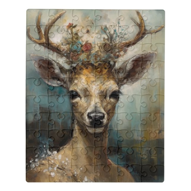 Fantasy Fairy Tale Deer Woman Boho Jigsaw Puzzle (Puzzle Vertical)