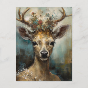 Fantasy Fairy Tale Deer Woman Boho Postcard