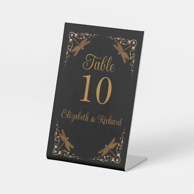 Fantasy Fairy Tale Wedding Table Number Pedestal Sign (Front)