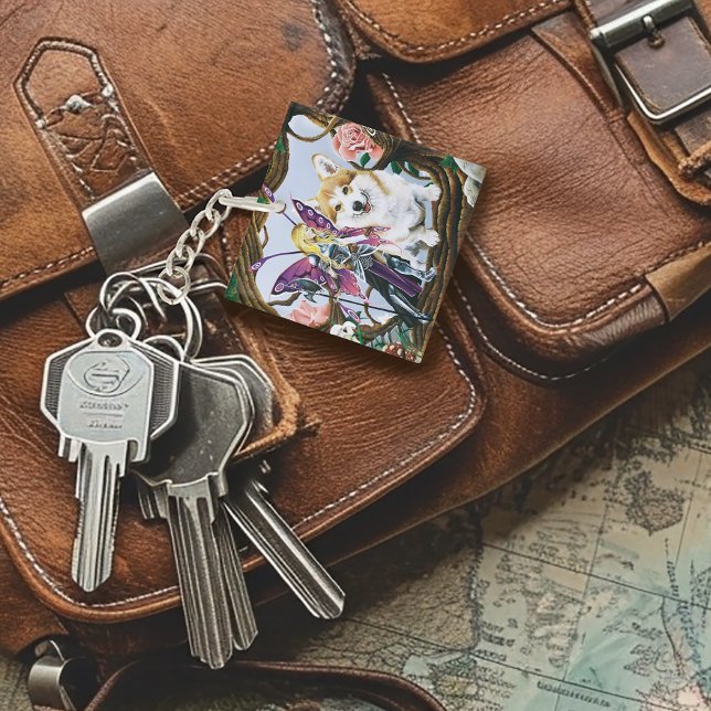 Fantasy Fairy Warrior Corgi Magical Forest Keychain (Creator Uploaded)