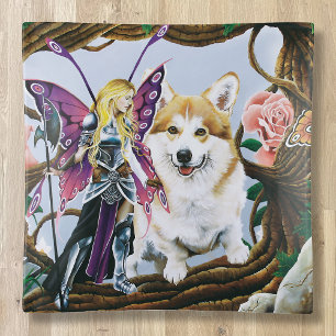 Fantasy Fairy Warrior Corgi Magical Forest Trinket Tray