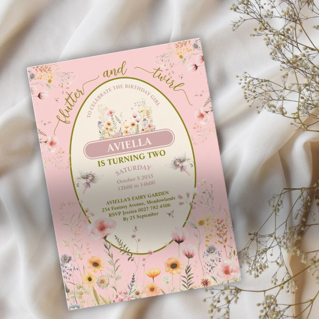 Fantasy fairy wildflower girls's pink Invitation (Creator Uploaded)