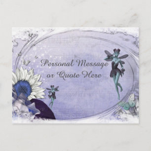 Fantasy Fairy with Blue Sunflower Personalized Postcard