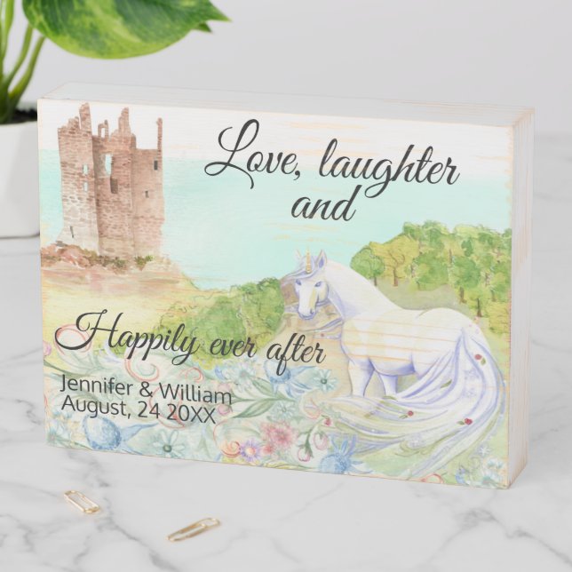Fantasy Fairytale Wedding Wooden Box Sign (In Situ Horizontal)