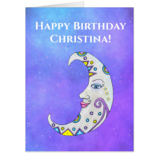 Fantasy Fancy Crescent Moon Face Decorations Sky Card