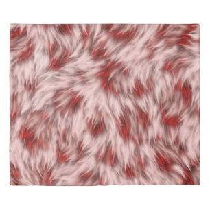 Fantasy Faux FUR White and Red furry Print Duvet Cover