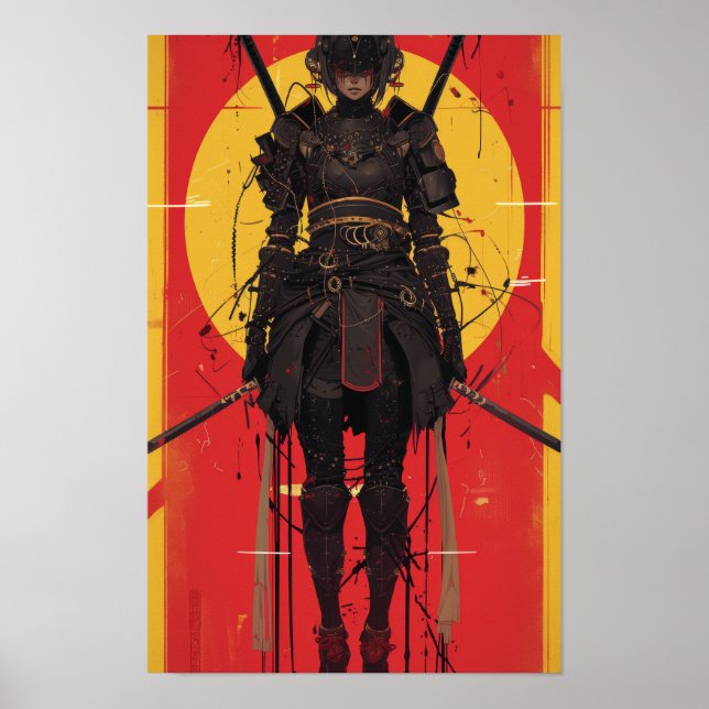 Fantasy Female Warrior in a Black Costume Poster  (Front)