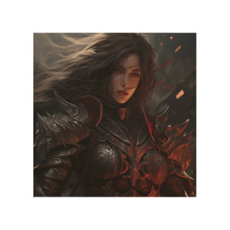 Fantasy Female Warrior Knight - Wood Wall Art