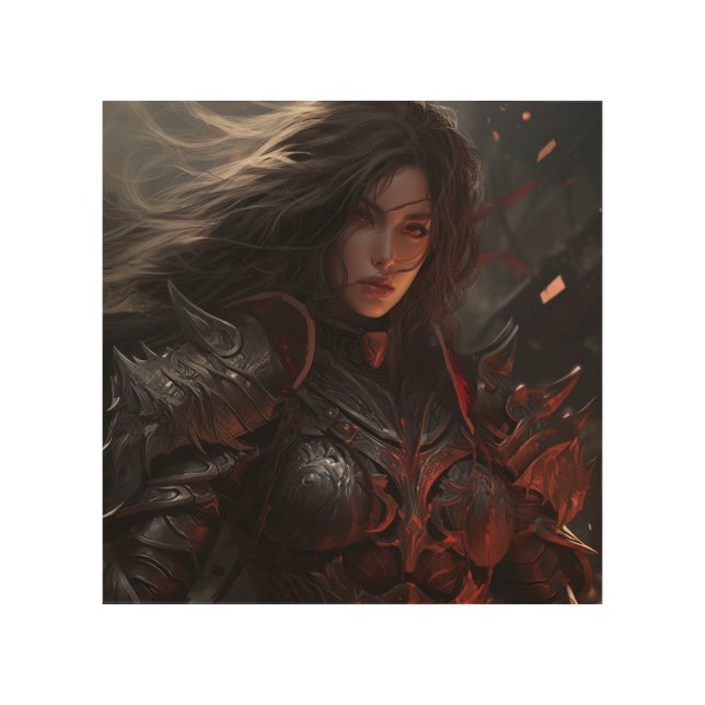 Fantasy Female Warrior Knight - Wood Wall Art (Front)