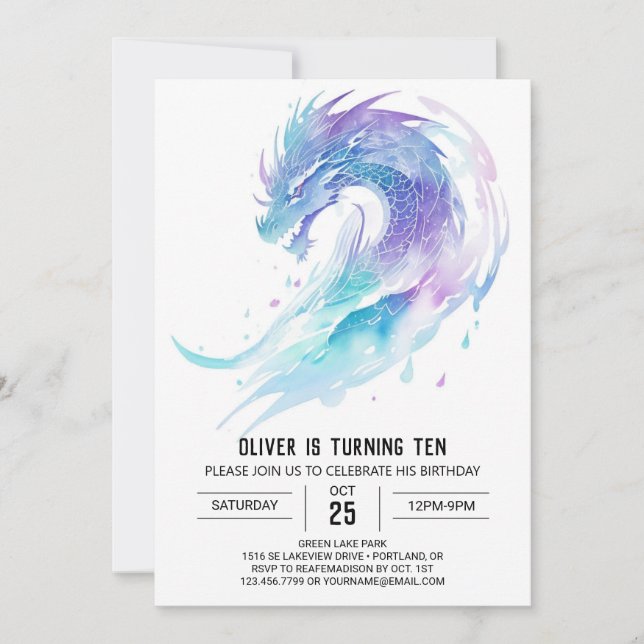 Fantasy Fierce Dragon Birthday Invitation (Front)