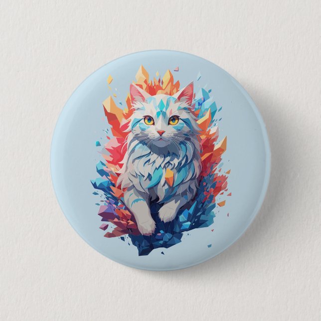 Fantasy Fire and Ice Cat Button (Front)
