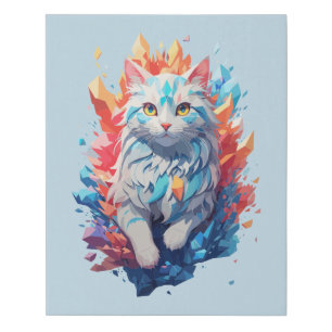Fantasy Fire and Ice Cat Faux Canvas Print