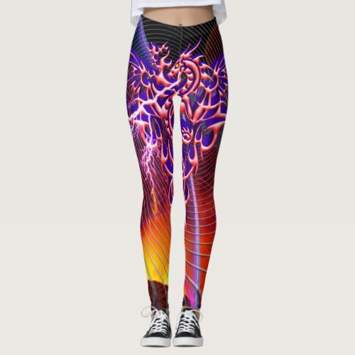 Fantasy Fire Breathing Dragon Leggings