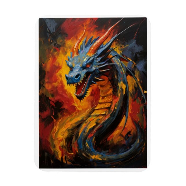 Fantasy Fire Breathing Dragon Magnet (Vertical)