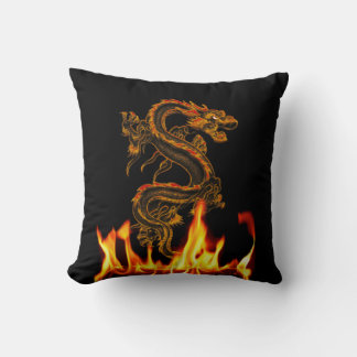 Fantasy Fire Dragon Throw Pillow