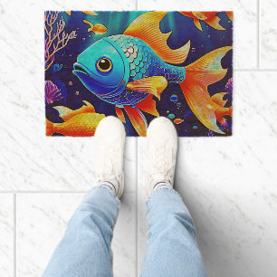 Fantasy Fish Swim Design Fiber Doormat